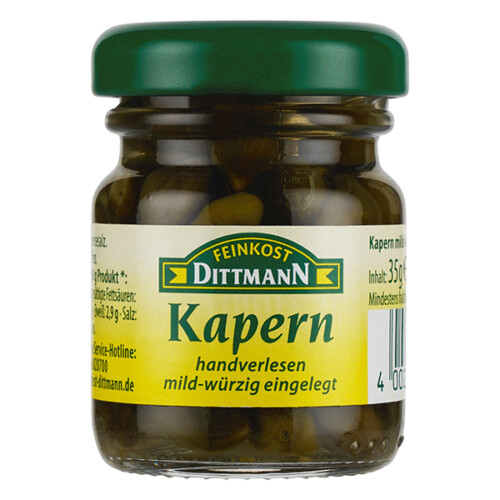 Feinkost Dittmann Kapern handverlesen mild-würzig eingelegt im Glas 20 g