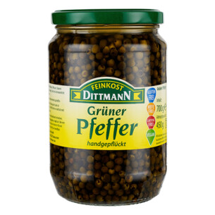 Feinkost Dittmann Grüner Pfeffer handgepflückt im Glas 450 g
