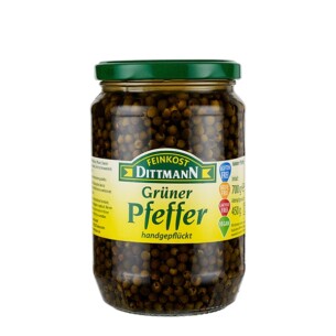 Feinkost Dittmann Grüner Pfeffer handgepflückt im Glas 450 g