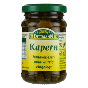Feinkost Dittmann Kapern handverlesen mild würzig eingelegt im Glas 60 g
