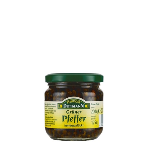 Feinkost Dittmann Grüner Pfeffer handgepflückt im Glas 125 g