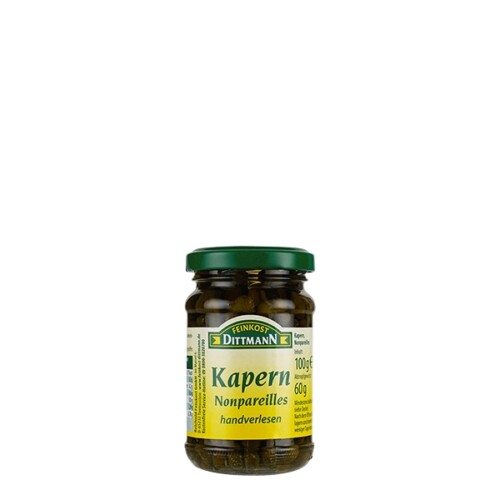 Feinkost Dittmann Kapern Nonpareilles in Weinessig handverlesen im Glas 60 g