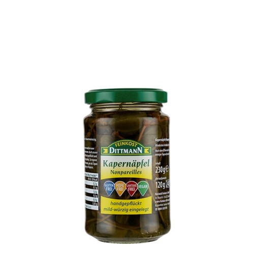 3935 Feinkost Dittmann Kapernäpfel Nonpareilles mild wuerzig 120g
