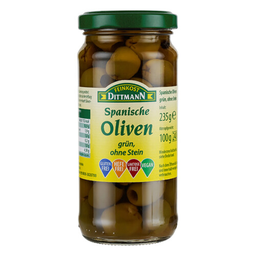 Feinkost Dittmann Oliven grün ohne Stein im Glas 100 g