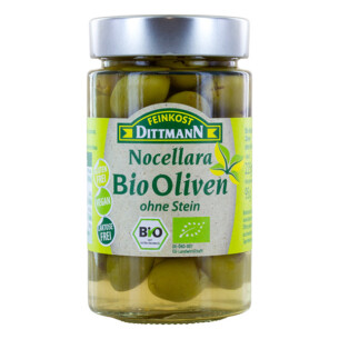 Feinkost Dittmann Bio Oliven Nocellara grün ohne Stein im Glas 95 g