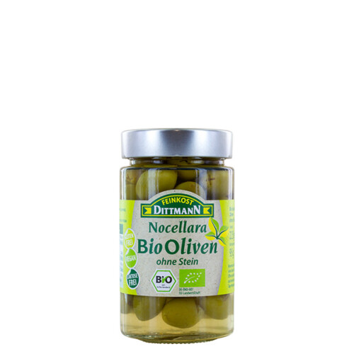 Feinkost Dittmann Bio Oliven Nocellara grün ohne Stein im Glas 95 g