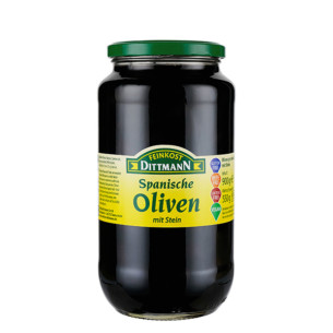 4043 Feinkost Dittmann Schwarze Spanische Oliven mit Stein 550g