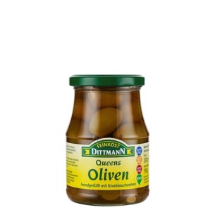 4050 Feinkost Dittmann Queens Oliven gefüllt mit Knoblauch 190g
