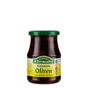 Feinkost Dittmann Kalamata Oliven naturgereift mit Stein im Glas 200 g