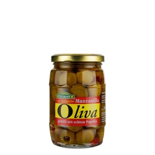 4240 Feinkost Dittmann "Oliva" Manzanilla Oliven gefüllt mit echtem Paprika 200g