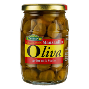 Feinkost Dittmann Oliva Manzanilla-Oliven grün mit Stein im Glas 200 g