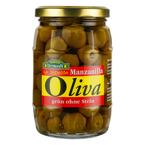 Feinkost Dittmann Oliva Manzanilla Oliven grün ohne Stein im Glas 175g