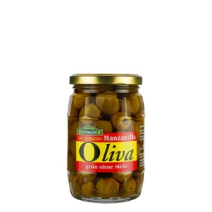 Feinkost Dittmann Oliva Manzanilla Oliven grün ohne Stein im Glas 175 g