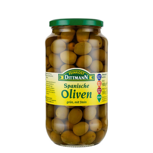 4390 Feinkost Dittmann grüne Oliven mit Stein 550g