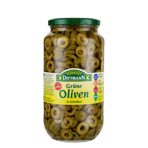 Feinkost Dittmann Oliven grün in Scheiben im Glas 450 g