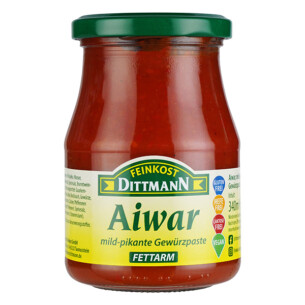 Feinkost Dittmann Aiwar mild pikante Gewürzpaste Fettarm im Glas 340 ml