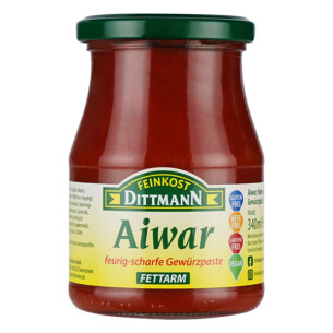 Feinkost Dittmann Aiwar feurig scharfe Gewürzpaste Fettarm im Glas 340 ml