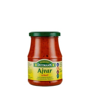 Feinkost Dittmann Ajvar scharf nach original serbisch mazedonischer Rezeptur im Glas 340 ml