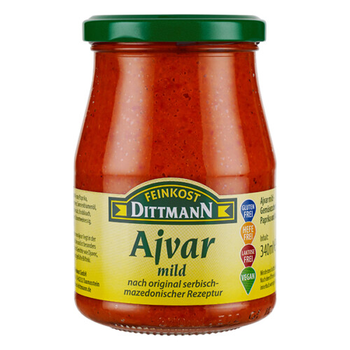 Feinkost Dittmann Ajvar mild nach original serbisch-mazedonischer Rezeptur im Glas 340 ml