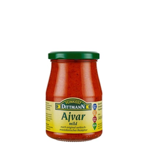 Feinkost Dittmann Ajvar mild nach original serbisch mazedonischer Rezeptur im Glas 340 ml