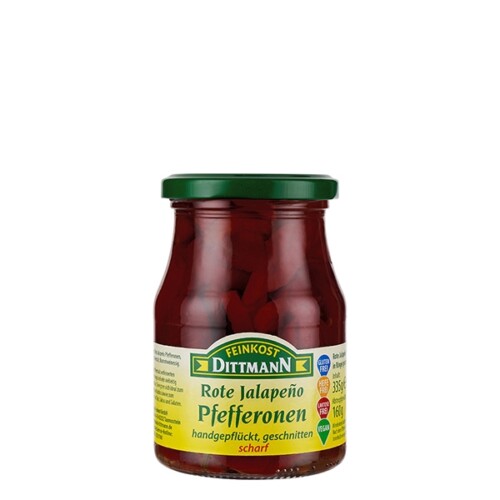 6396 Feinkost Dittmann Jalapeño Ringe rot 160g