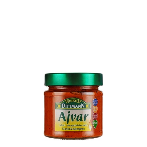 6399 Feinkost Dittmann Ajvar geröstet rot scharf 182ml