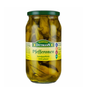 Feinkost Dittmann Pfefferonen handgepflückt mild pikant im Glas 400 g