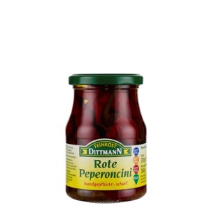 6466 Feinkost Dittmann Peperoncini rot scharf 160g