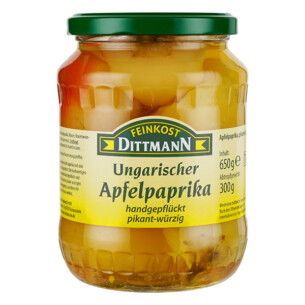 Feinkost Dittmann Ungarischer Apfelpaprika handgepflückt pikant-würzig im Glas 300 g