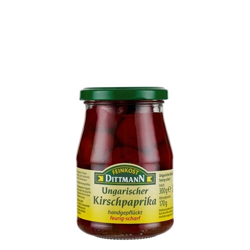 6497 Feinkost Dittmann Kirschpaprika rot scharf 170g