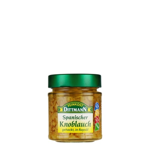 Feinkost Dittmann Knoblauch gehackt natur in Rapsöl im Glas 130 g