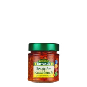 Feinkost Dittmann Knoblauch gehackt mit Chili in Rapsöl im Glas 130 g