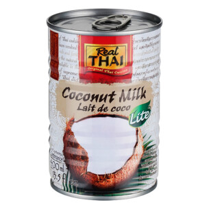 Real Thai Kokosnussmilch Lite 5 bis 7 % in der Dose 400 ml