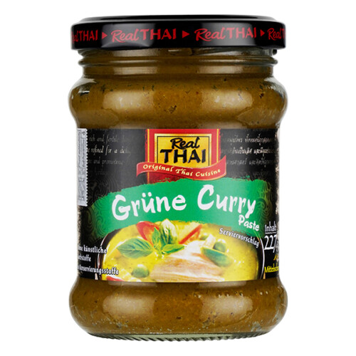 Real Thai Grüne Curry Paste Mittelscharf im Glas 227 g