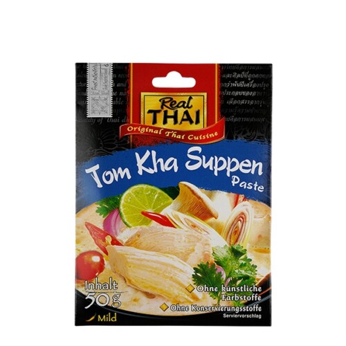 Real Thai Tom Kha Suppen Paste mild ohne künstliche Farbstoffe ohne Konservierungsstoffe in Papiertüte 50 g