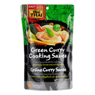 Real Thai Green Curry Cooking Sauce Grüne Currysauce Plastikbeutel 250 ml