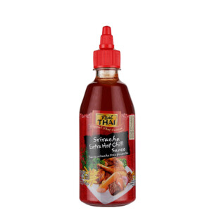 Real Thai Sriracha Extra Hot Chili Sauce Plastikflasche 430 ml