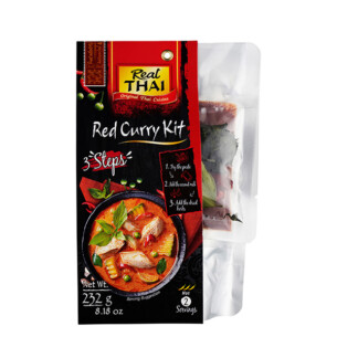 Real Thai rotes Curry Kit Scharf in 3 Schritten 2 Portionen Plastiktüte 232 g