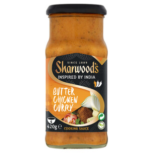 Sharwood's Inspired by India Butter Chicken Curry Cooking Sauce mild 4 Portionen in Glasflasche 420 g