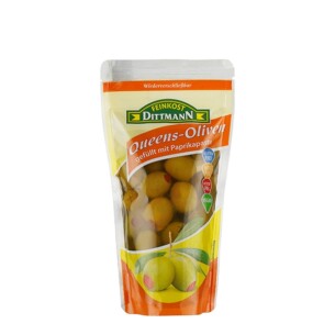 8212 Feinkost Dittmann Queens Oliven gefüllt mit Paprikapaste 125g