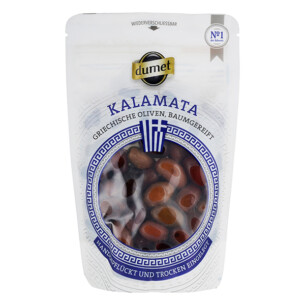 8355 Dumet Kalamata Oliven naturgereift mit Stein 200g