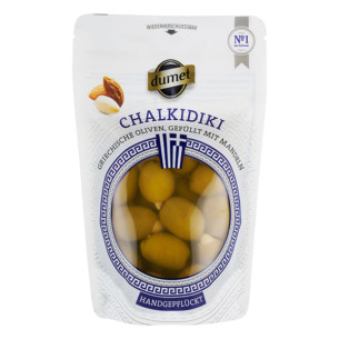 8356 Dumet Chalkidiki grüne Oliven gefüllt mit Mandeln 150g