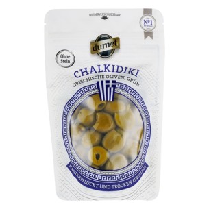 8357 Dumet Chalkidiki grüne Oliven ohne Stein 150g