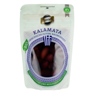 8358 Dumet BIO Kalamata Oliven naturgereift mit Stein 150g