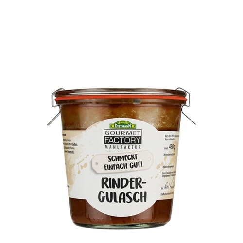Feinkost Dittmann Gourmet Factory Rindergulasch 2er Pack in Einmachglas jeweils 450 g