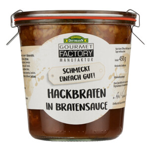 Gourmet Factory Hackbraten in Bratensauce 2er-Pack in Einmachglas jeweils 450 g