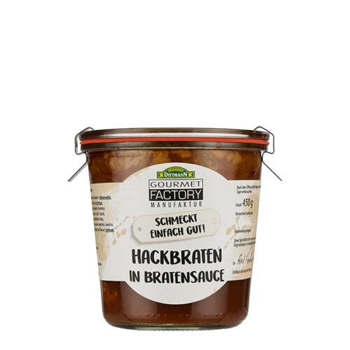 Feinkost Dittmann Gourmet Factory Hackbraten in Bratensauce 2er Pack in Einmachglas jeweils 450 g