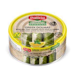 Paliria Bio Griechische Dolmas Weinblätter gefüllt mit Reis und Kräuter in der Dose 200 g