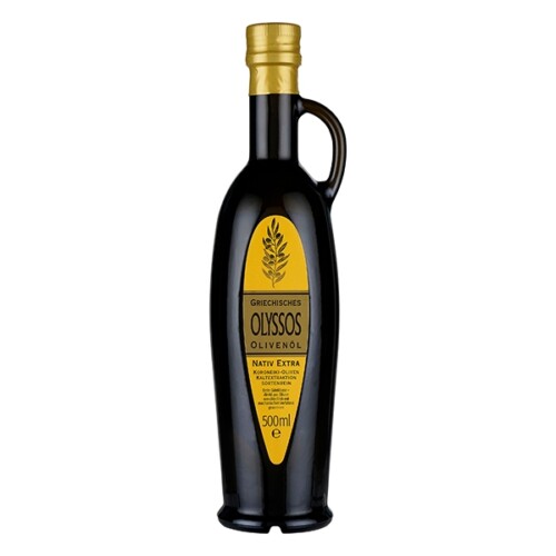 Olyssos Griechisches natives Olivenöl extra kaltgepresst Glasflasche mit Henkel 500 ml