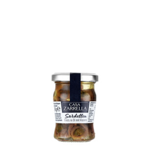 Casa Zarrella Sardellenringe Filets in Öl mit Kapern im Glas 90 g